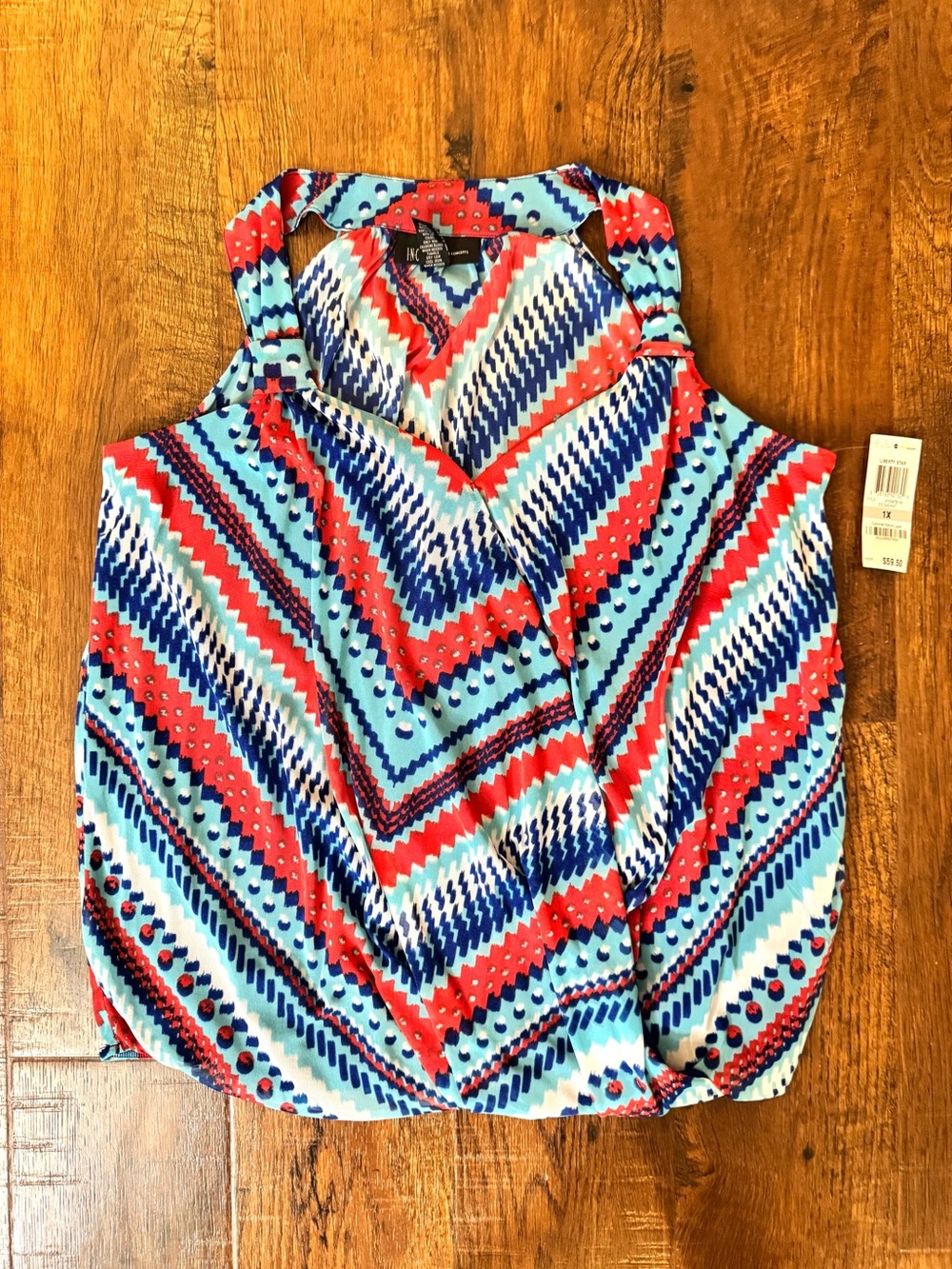 INC Woman, sleeveless, faux wrap top, plus size 1X, NWT